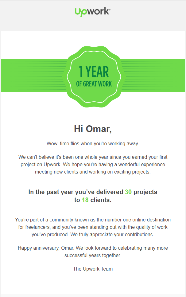 1 year Freelancing on UpWork